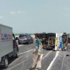 Kecelakaan di Tol Jomo, Elf Rombongan Asal Madura Terguling